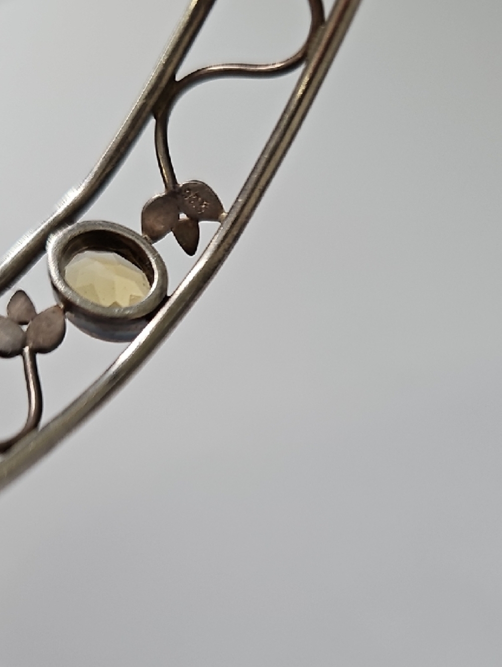 Sterling Silver Yellow Gemstone Open Cuff Bracelet - Picture 7 of 7
